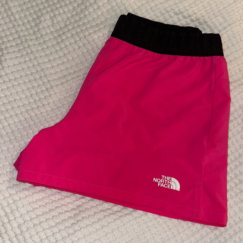 Pink north face women’s running athletic shorts